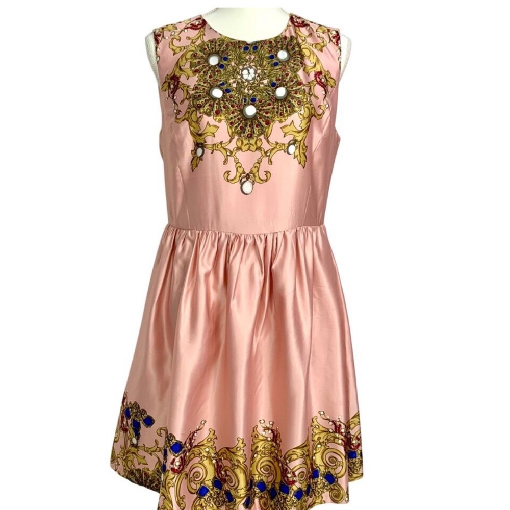Elegant Pink Embellished Mini Dress